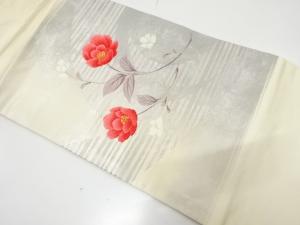 枝花模様織り出し　名古屋帯